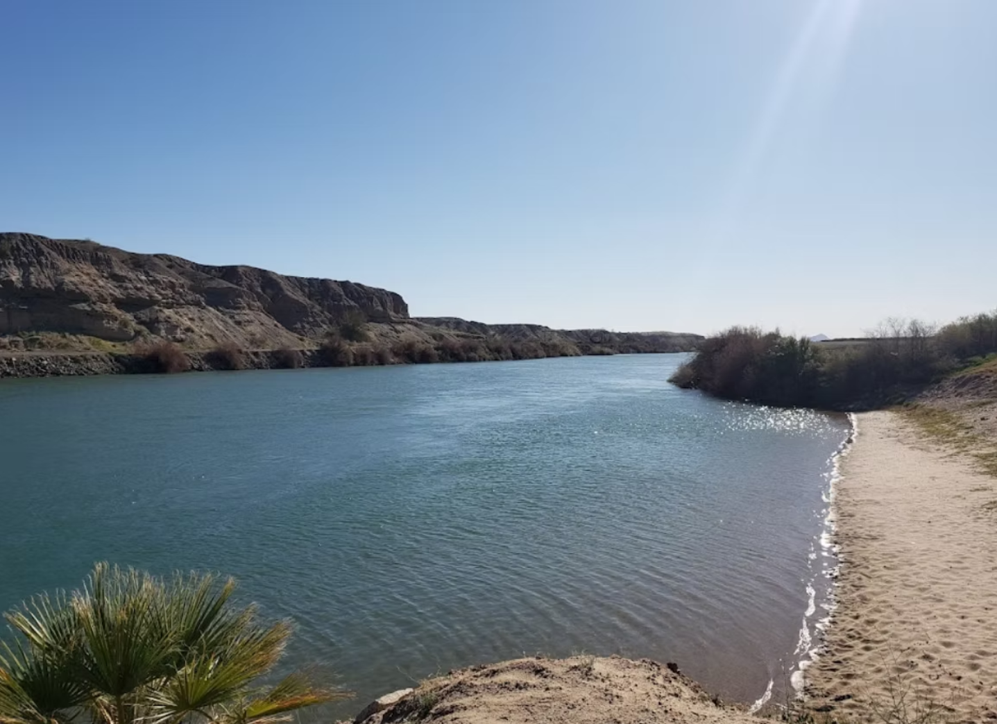 Colorado River beach and cliffs at McIntyre Resort
